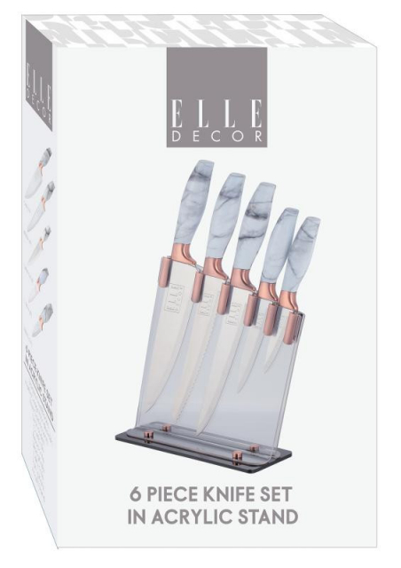 Juego de 5 cuchillos con manija en diseño de marmol ELLE