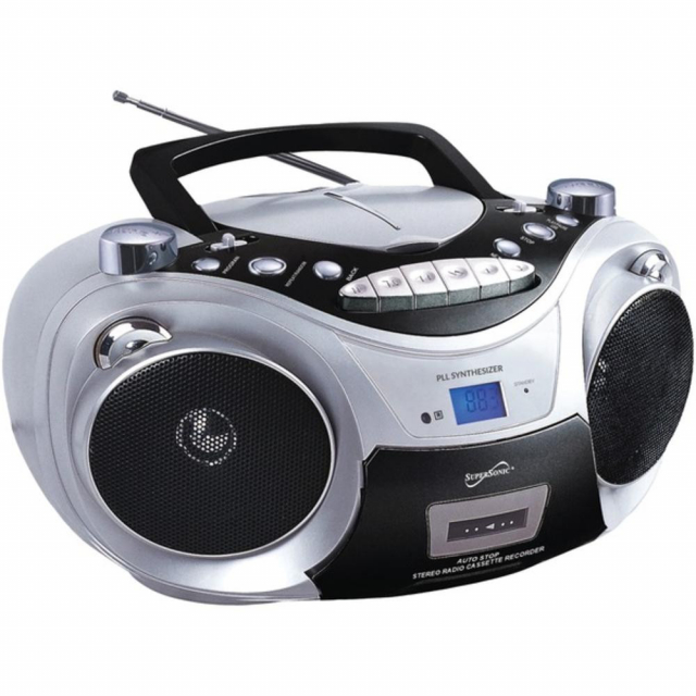 Radiograbadora Portátil Bluetooth con CD, MP3, Cassette y Radio AM/FM