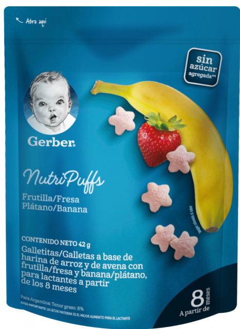 Galletas Nutri Puffs Fresa Y Banano Gerber 42 gr.