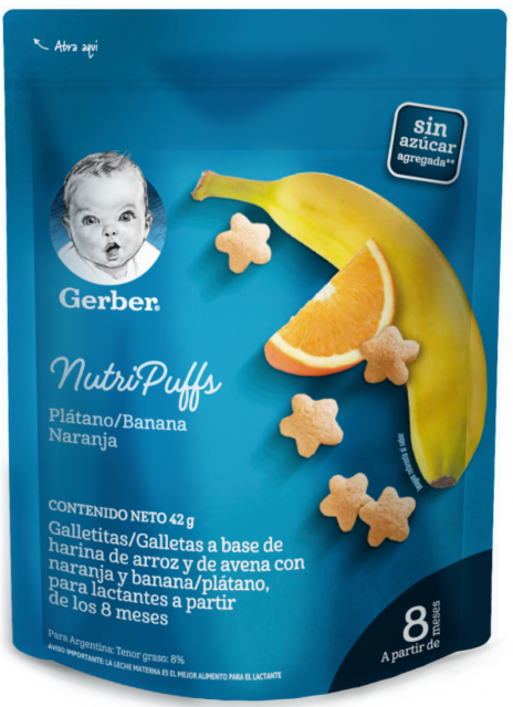 Galletas Nutri Puffs Gerber Banano y Naranja