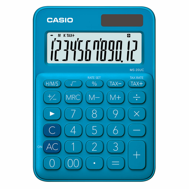 CALCULADORA P/ESCRITORIO CASIO MS-20UC-BU 12 DIG. CELESTE (40)