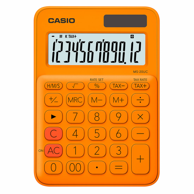 CALCULADORA P/ESCRITORIO CASIO MS-20UC-RG 12 DIG. NARANJA (40)