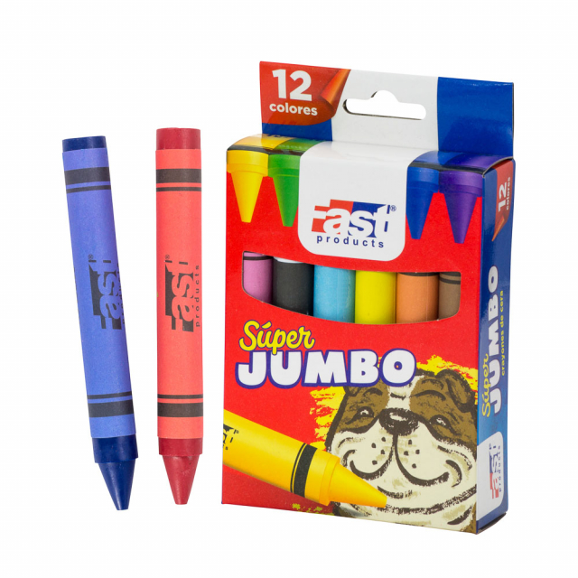 CRAYON DE CERA FAST 12 COL. SUPER JUMBO REDONDO (4X24)