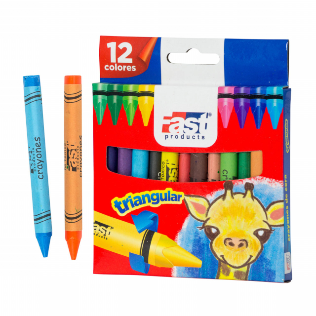 CRAYON DE CERA FAST T112 TRIANGULAR 12 COL. REGULAR (12X24)