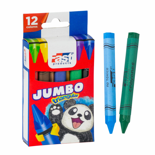 CRAYON DE CERA FAST T212 TRIANGULAR 12 COL. JUMBO (6X24)