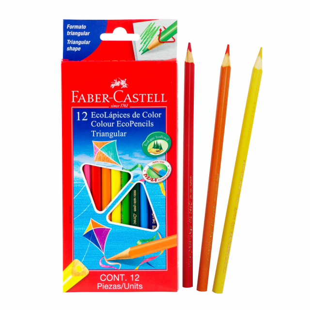 CRAYON DE MADERA FABER CASTELL 120512E 12 COL. LARGO TRIANGULAR (8X12)