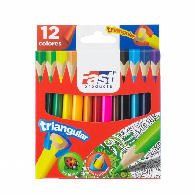 CRAYON DE MADERA FAST 12 COL. CORTO TRIANGULAR (288)