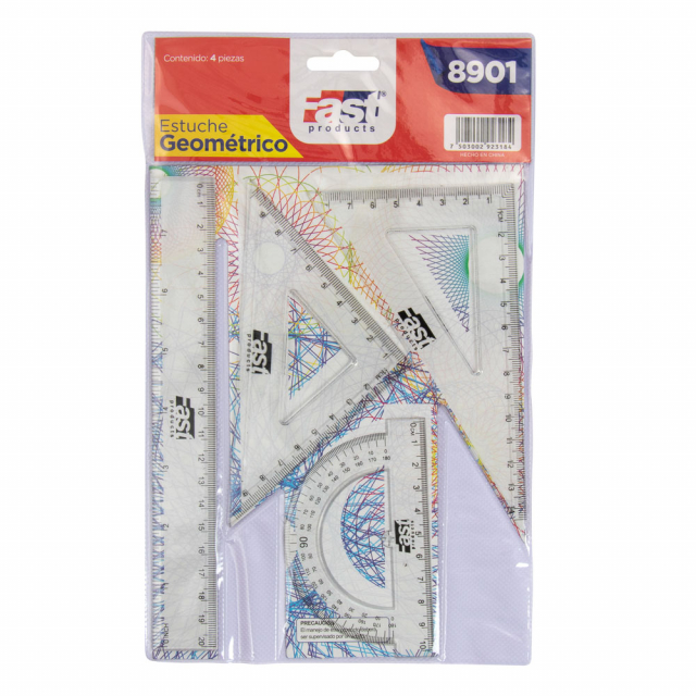 ESTUCHE GEOMETRICO FAST 8901 PEQUEÑO (1) C/REGLA 20 CM (2X72)
