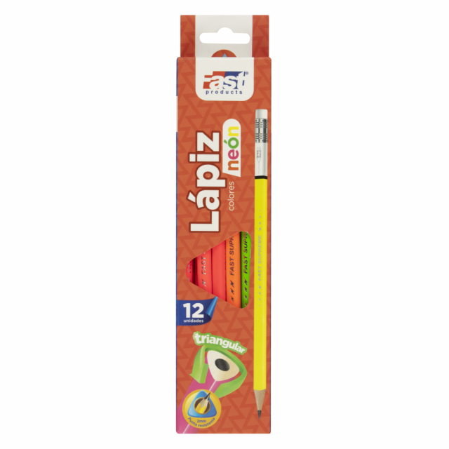 LAPIZ FAST TRIANGULAR COLORES FLUORECENTES CAJA 12 UND. (240)