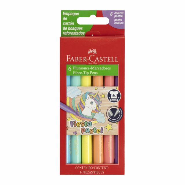 MARCADORES EN ESTUCHE FABER CASTELL 6 COLORES PASTEL (72)