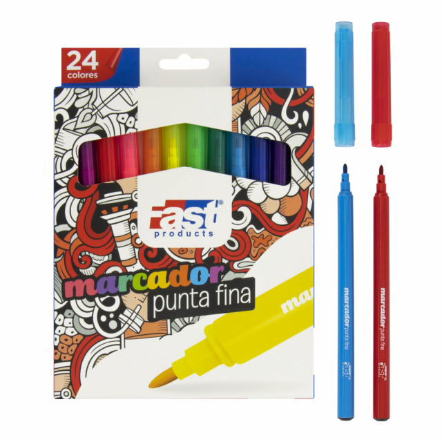 MARCADORES EN ESTUCHE FAST 24 COL. PUNTA FINA (8X12)