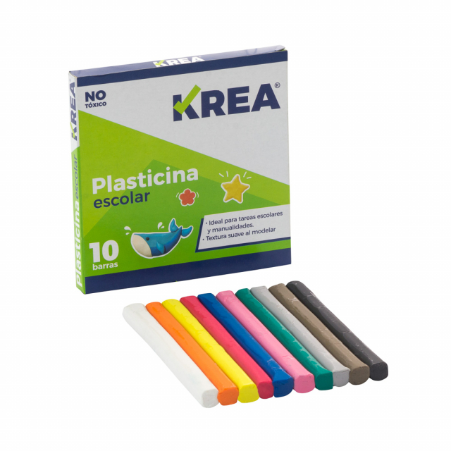 PLASTICINA KREA 180 GR. CAJA X 10 BARRAS DE COLORES (50)