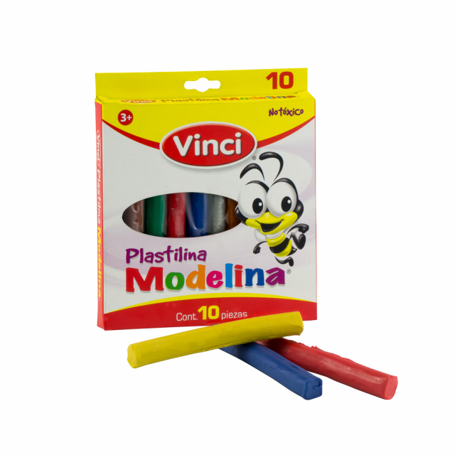 PLASTICINA VINCI 180 GR. CAJA X 10 BARRAS DE COLORES ( 10X10 )