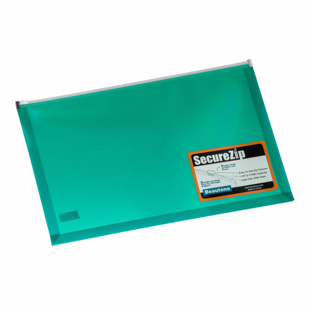 SOBRE PLASTICO BEAUTONE 3566-3 C/ZIPPER OFICIO VERDE (72)