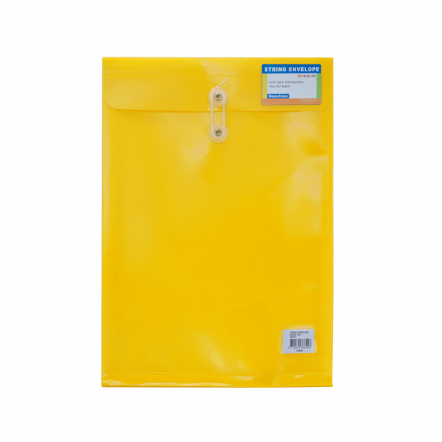 SOBRE PLASTICO BEAUTONE 3669-1 C/PITA OFICIO AMARILLO (10X25)