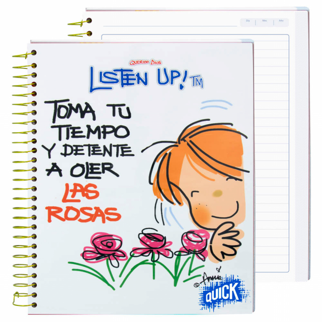 CUADERNO C/ESPIRAL QUICK 150H. T/DURA 1/2 CARTA LISTEN UP (40)