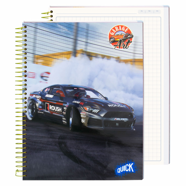CUADERNO C/ESPIRAL QUICK 100H. FLEX. GARAGE ART CUADROS (72)