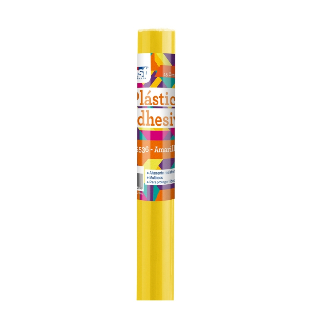 Fast Rollo Plastico Adhesivo color Amarillo 45cm x 3mts para proteger libros y cuadernos