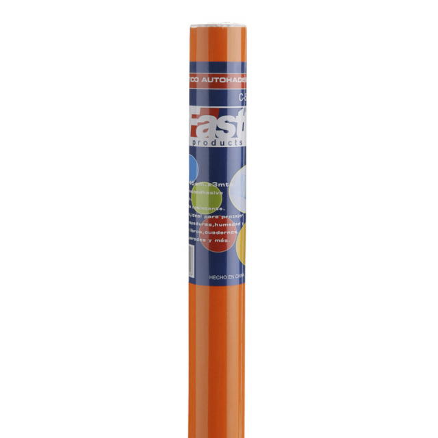 Fast Rollo Plastico Adhesivo color naranja obscuro 45cm x 3mts para proteger libros y cuadernos