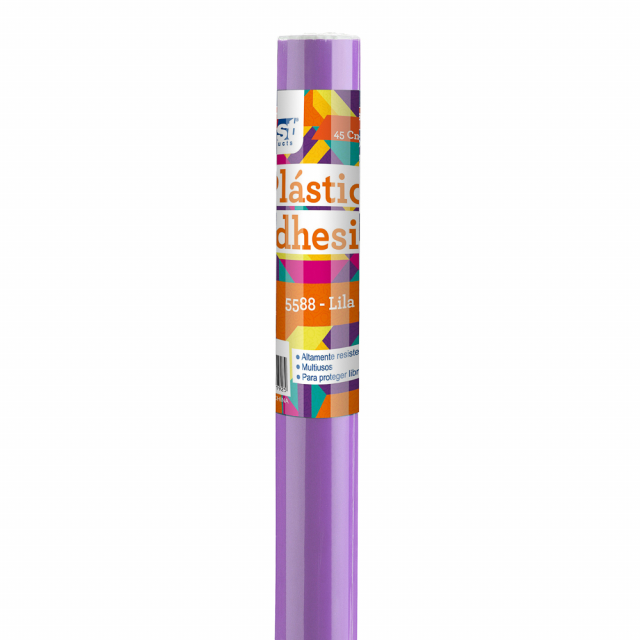 Fast Rollo Plastico Adhesivo color lila 45cm x 3mts para proteger libros y cuadernos