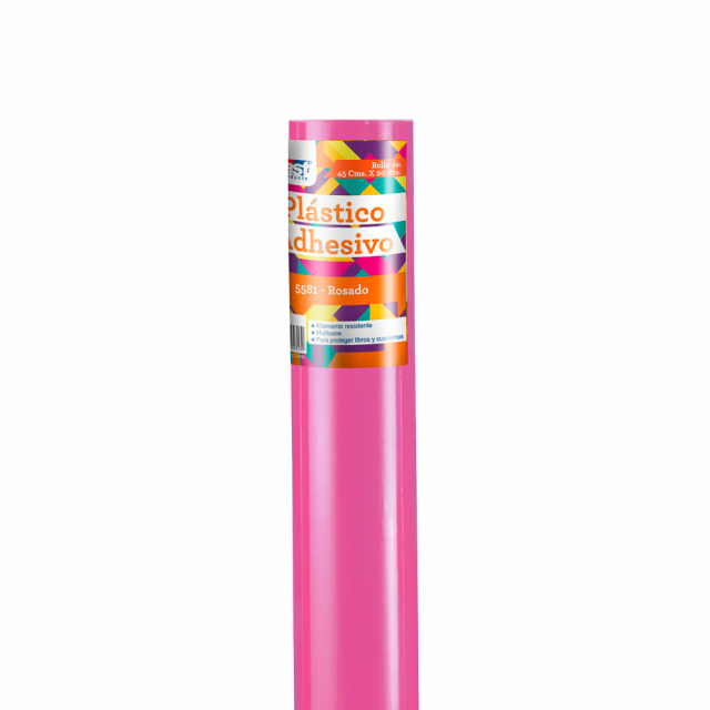 Fast Rollo Plastico Adhesivo color rosado 45cm x 3mts para proteger libros y cuadernos