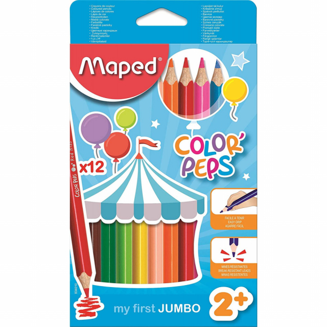 Crayones de Cera Maped Color'peps Wax Maxi Delgados 12 Colores