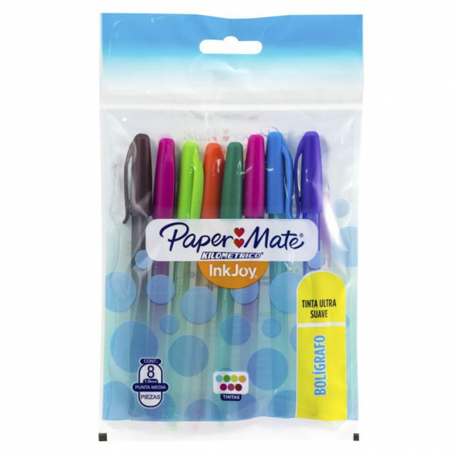 Paper Mate Kilometrico set de 8 lapiceros varios colores punto medio