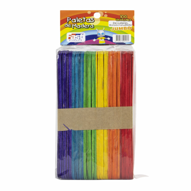 Fast Paletas De madera tamaño Jumbo color natural 100 unidades