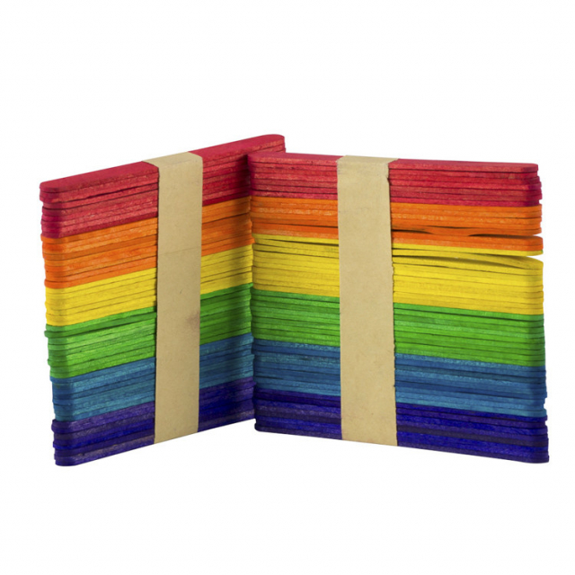 Fast Paletas De madera delgadas colores varios 100 unidades