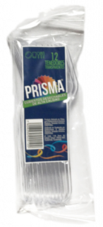 Tenedor transparente Prisma 12 uds