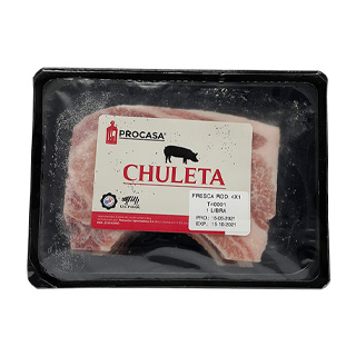 Procasa Chuleta de cerdo ahumada 1paquete de 3 unidades presentación de 1 lb