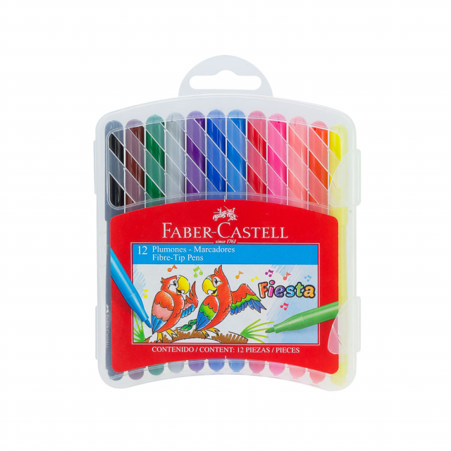 MARCADORES EN ESTUCHE FABER CASTELL 31245 12 COLORES (72)