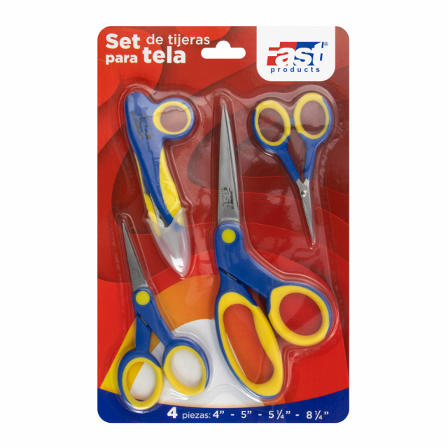 TIJERAS PARA TELA FAST SET DE 4 UNIDADES EN BLISTER (72)