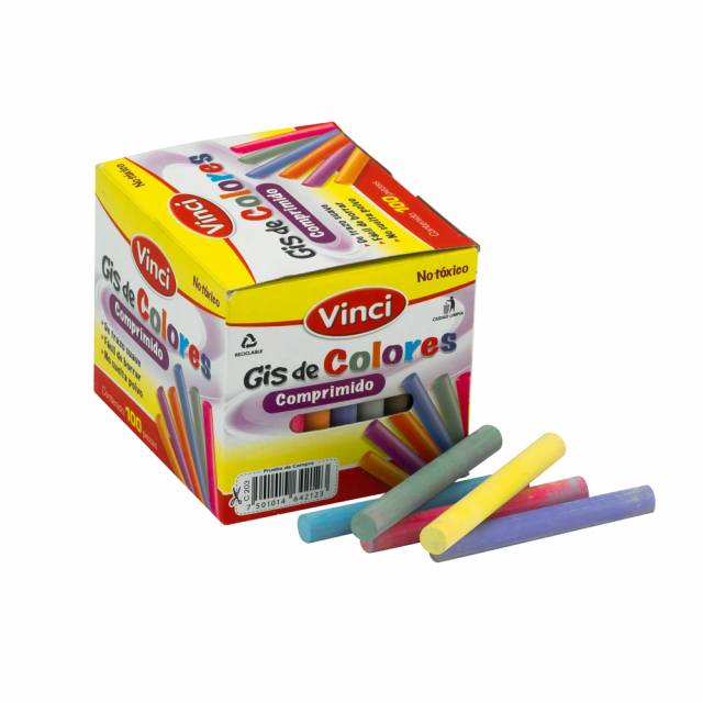 YESO COMPRIMIDO VINCI 100 BARRAS DE COLORES (16)