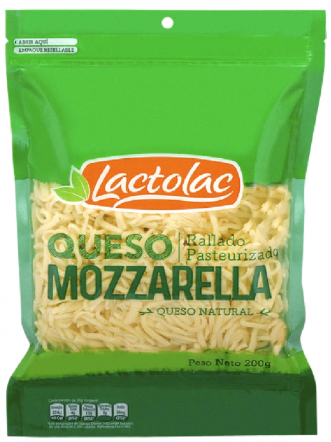 Queso mozzarella rallado Lactolac 200 g