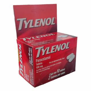 Tylenol Tabletas 20 tabletas de 500 mg.