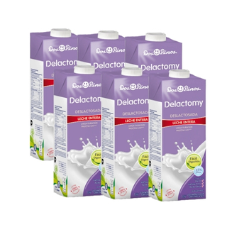 Leche UHT delactomy deslactosada entera Dos Pinos 1 litro 6 pack