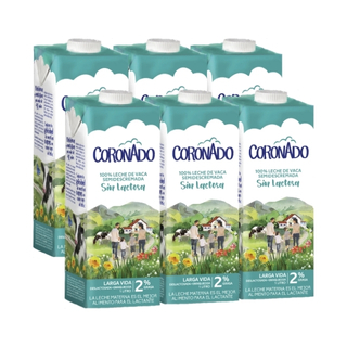 Leche UHT deslactosada semi descremada Coronado 1 litro 6 pack