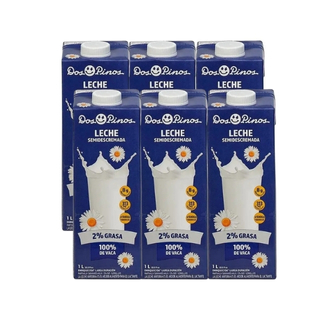 Leche UHT semi descremada Dos Pinos 1 litro 6 pack