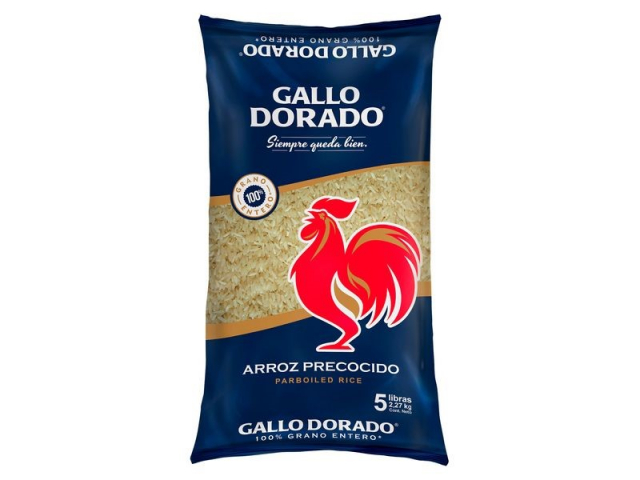 Arroz precocido Gallo Dorado bolsa de 5 libras