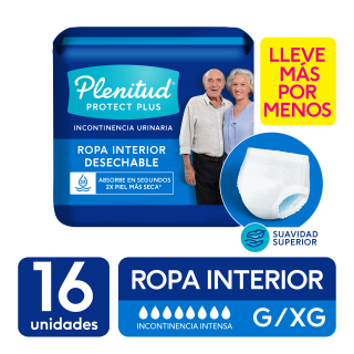 Ropa Interior Desechable Adulto Plenitud Protect Plus G/XG 16U
