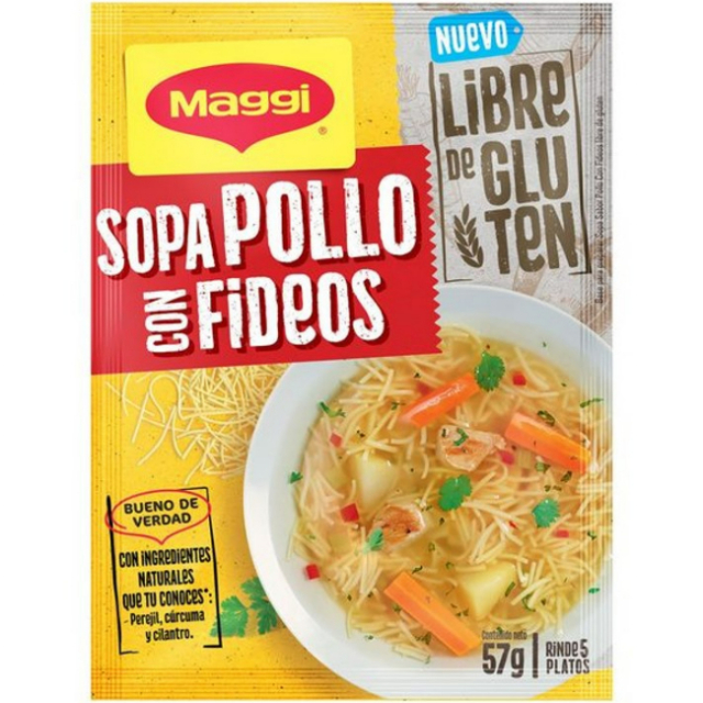  Sopa Pollo Con Fideos Maggi Libre De Gluten 57 gr.