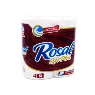 Papel higiénico Rosal vino tinto mediano doble hoja soft plus  4 und 