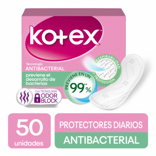 Protectores Diarios Kotex Antibacterial, 50 Uds