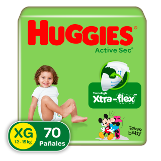 Pañales Huggies Active Sec Etapa 4/XG 70U
