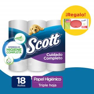Papel Higiénico Scott Cuidado Completo Triple Hoja 18 Rollos