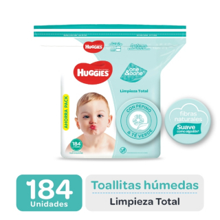 Toallas Húmedas Huggies One y Done 184 Uds.