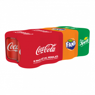 Surtido Lata Mini Coca Cola Fanta Sprite 8 uds. 237ml.