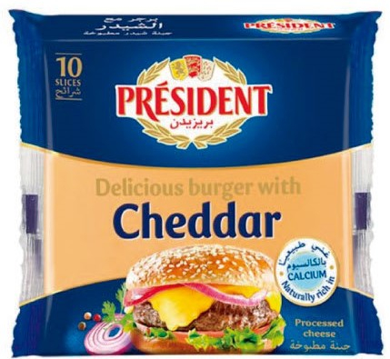 Queso cheddar rodajado President 200 gramos