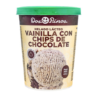 Helado vainilla con chips chocolate Dos Pinos 1/4 gal